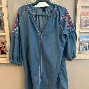 Women's Blue Embroidered Top/Dress